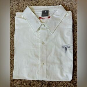 Never worn! Large official Tesla button down